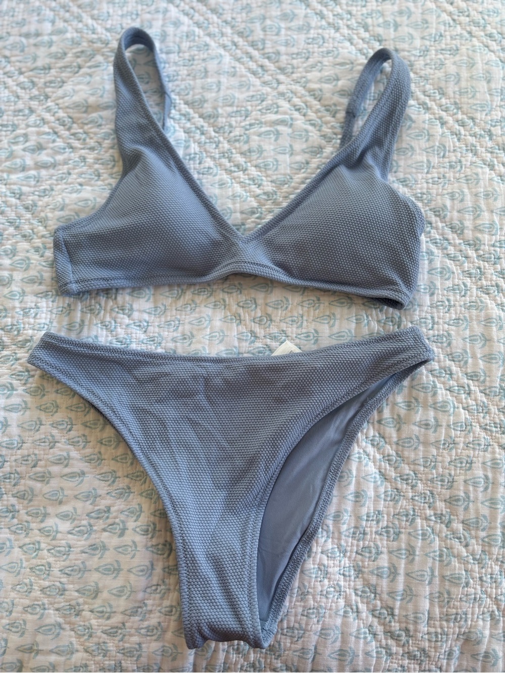 NWT aerie Textured Light Blue Bikini Set - Classic Two-Piece